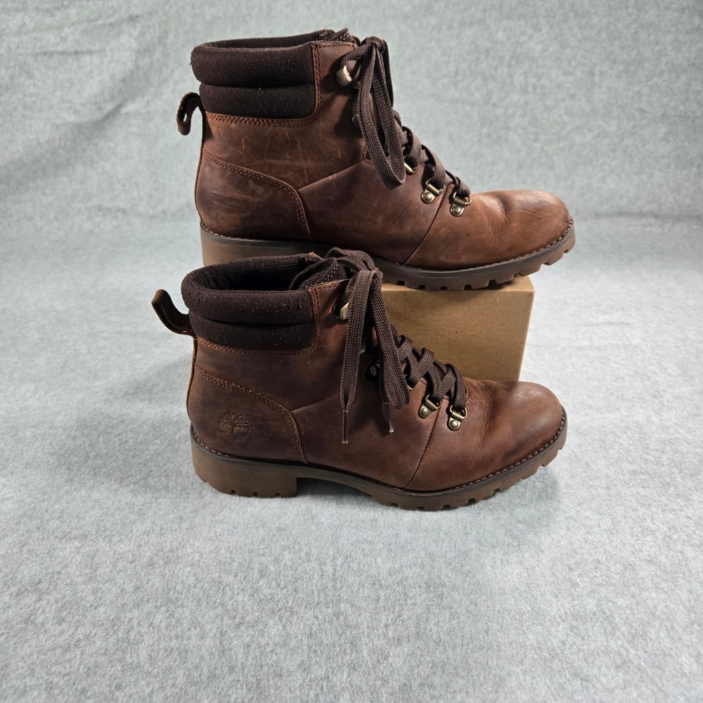 Timberland Kinsley 6-Inch Leather Lace Up Boots Dark Brown A1R3D Womens 7.5